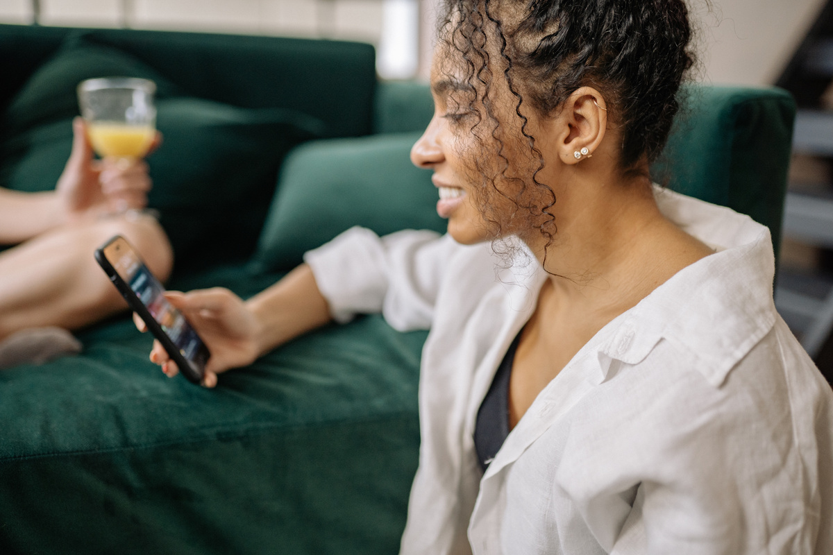A Woman Looking at Her Phone